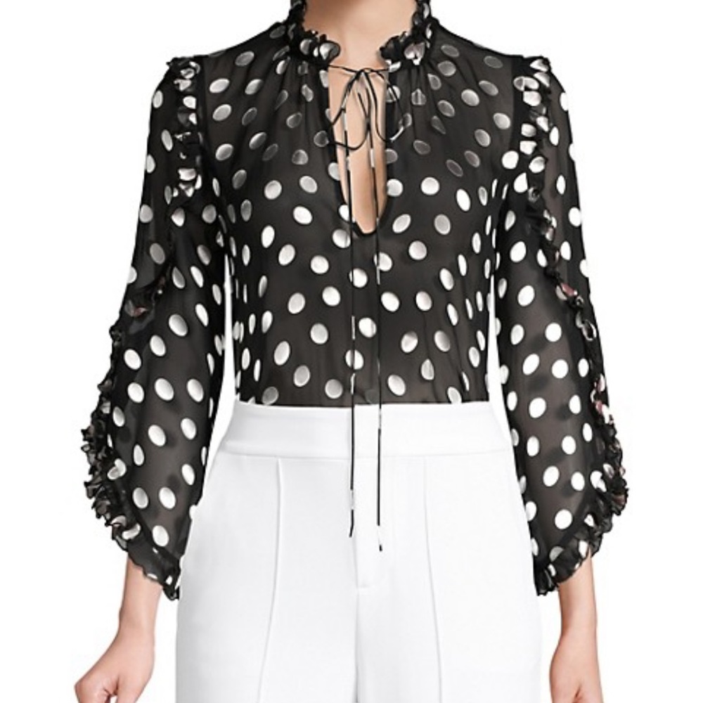 Alice and Olivia JULIUS POLKA DOT BLOUSE XS